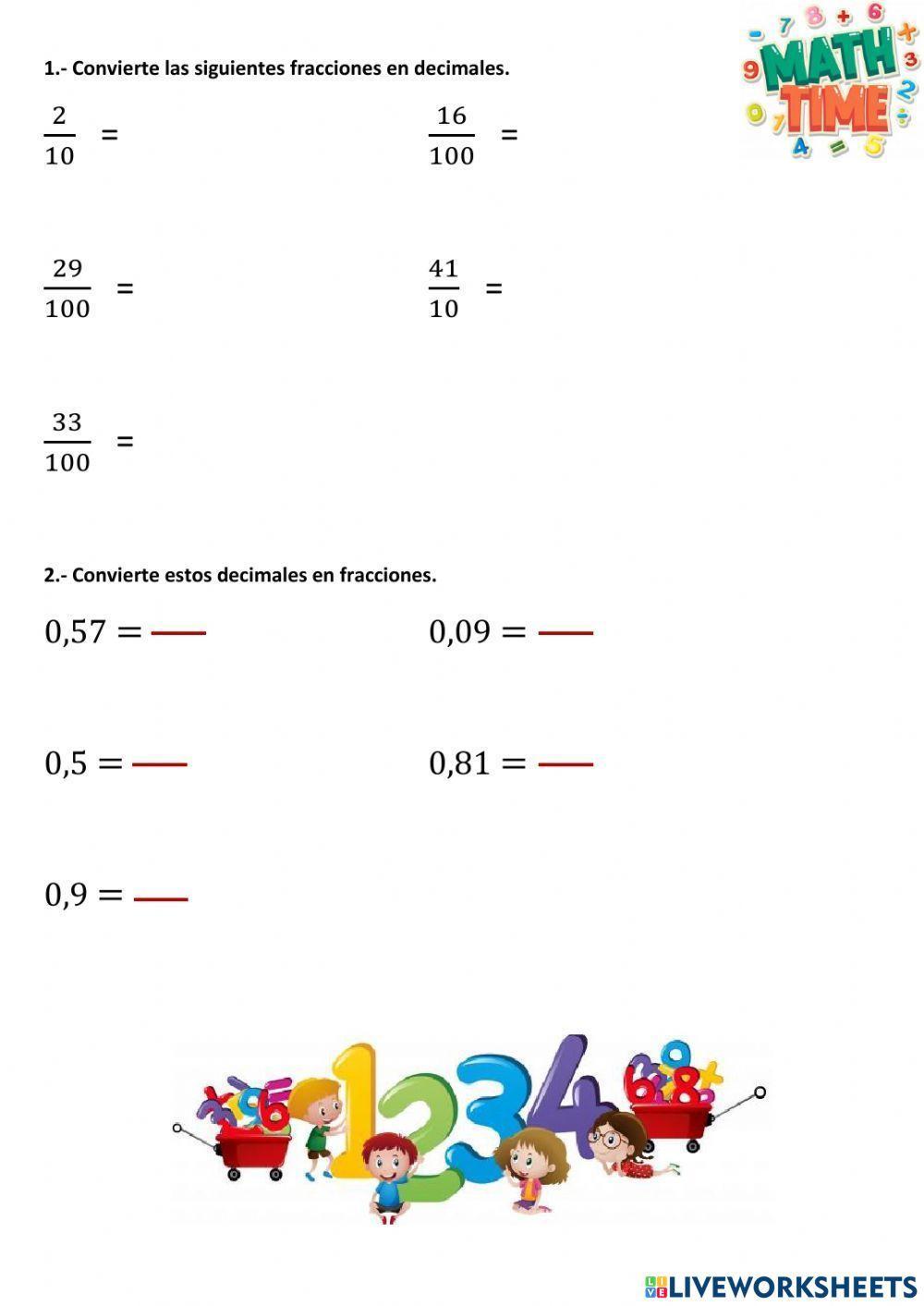 Fraccions i numeros decimals
