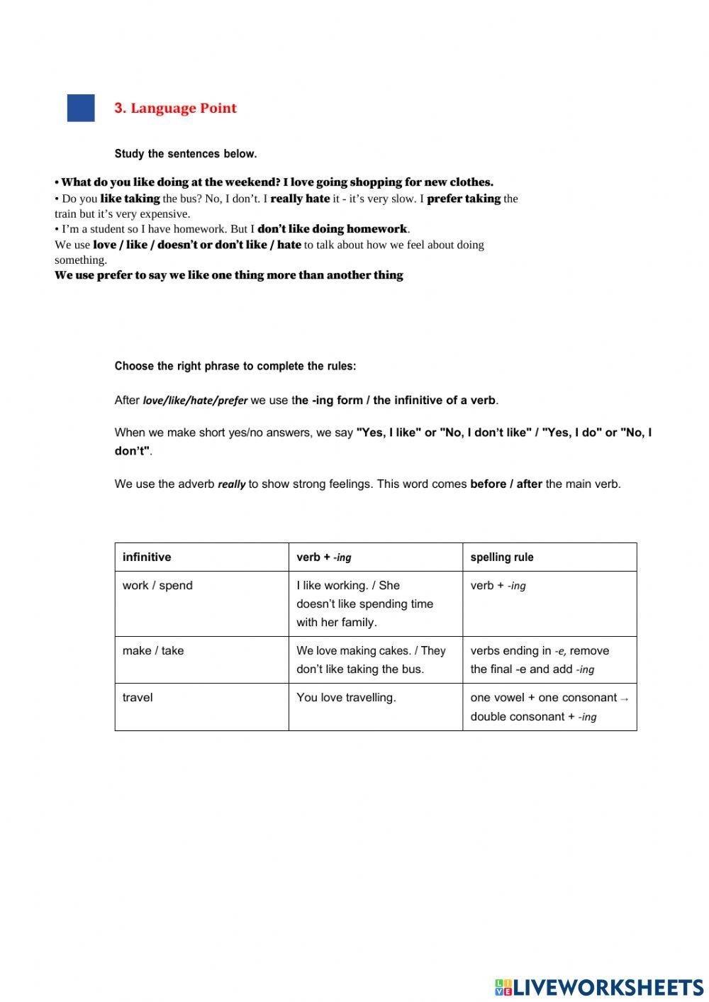 What i like - listening comprehension 2