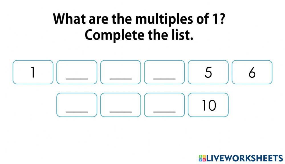 Multiples of 1 Multiples of 1
