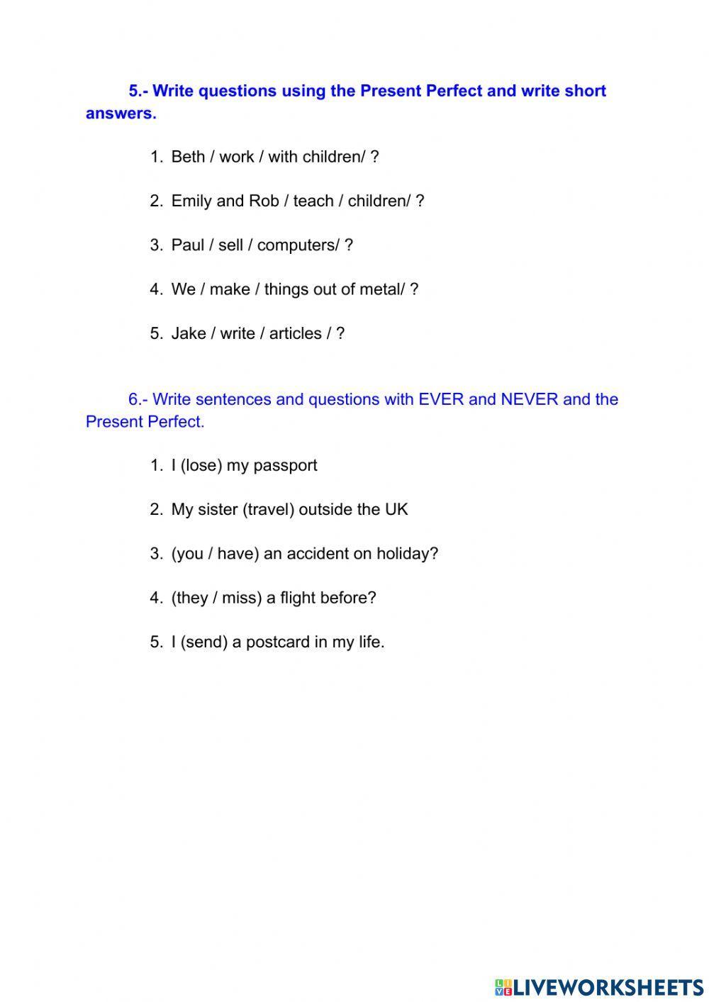 Unit 6 Work and Play Revision