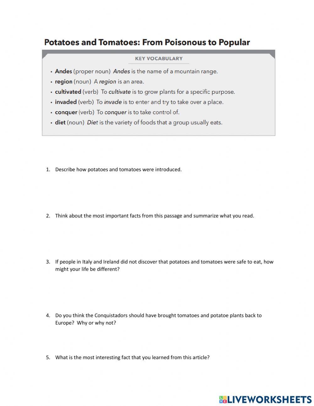 Potaotes and Tomatoes