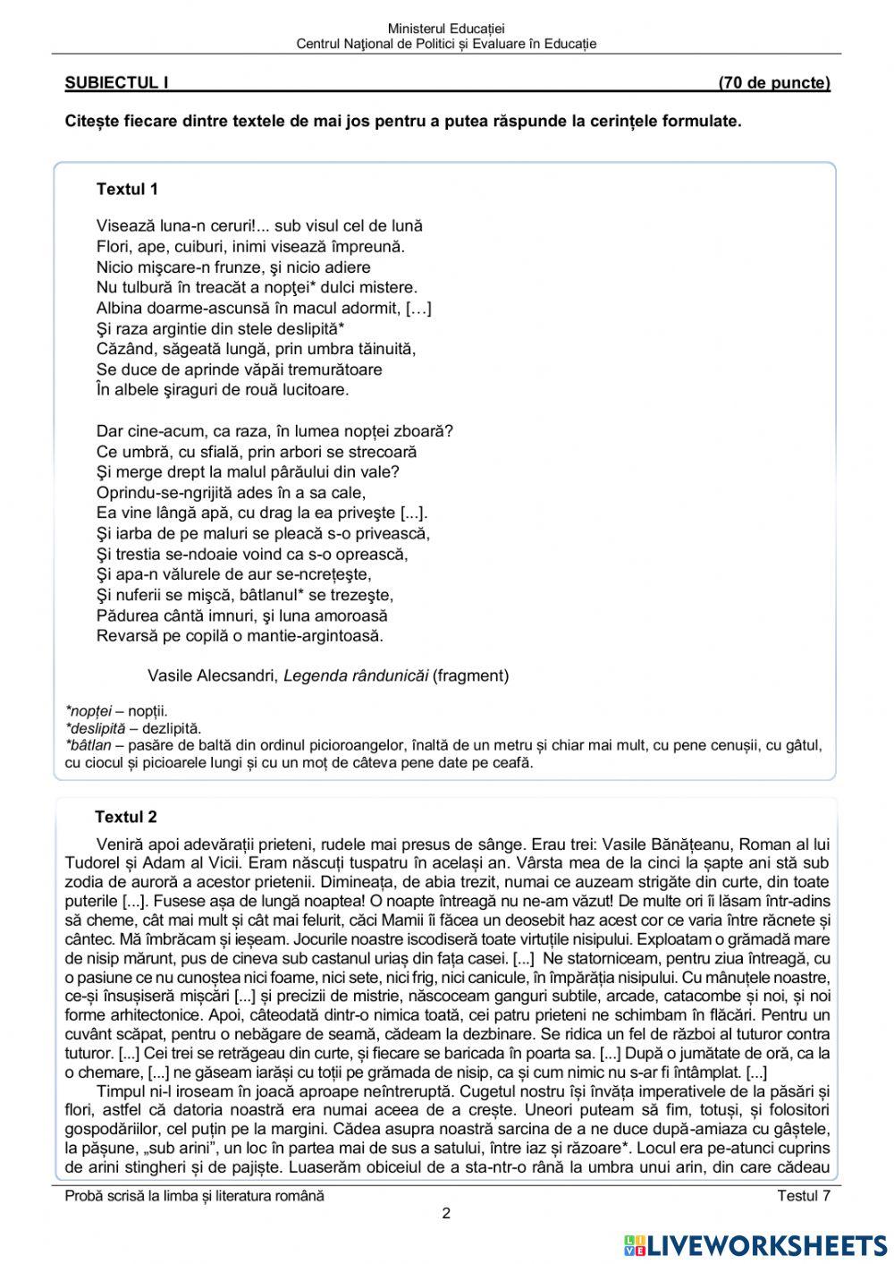 Test de antrenament nr. 7