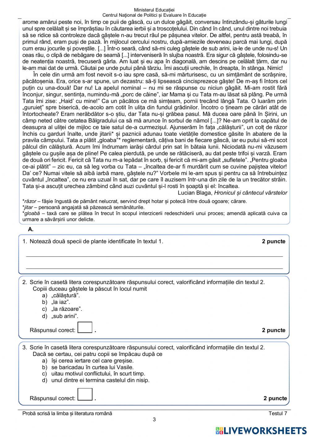 Test de antrenament nr. 7