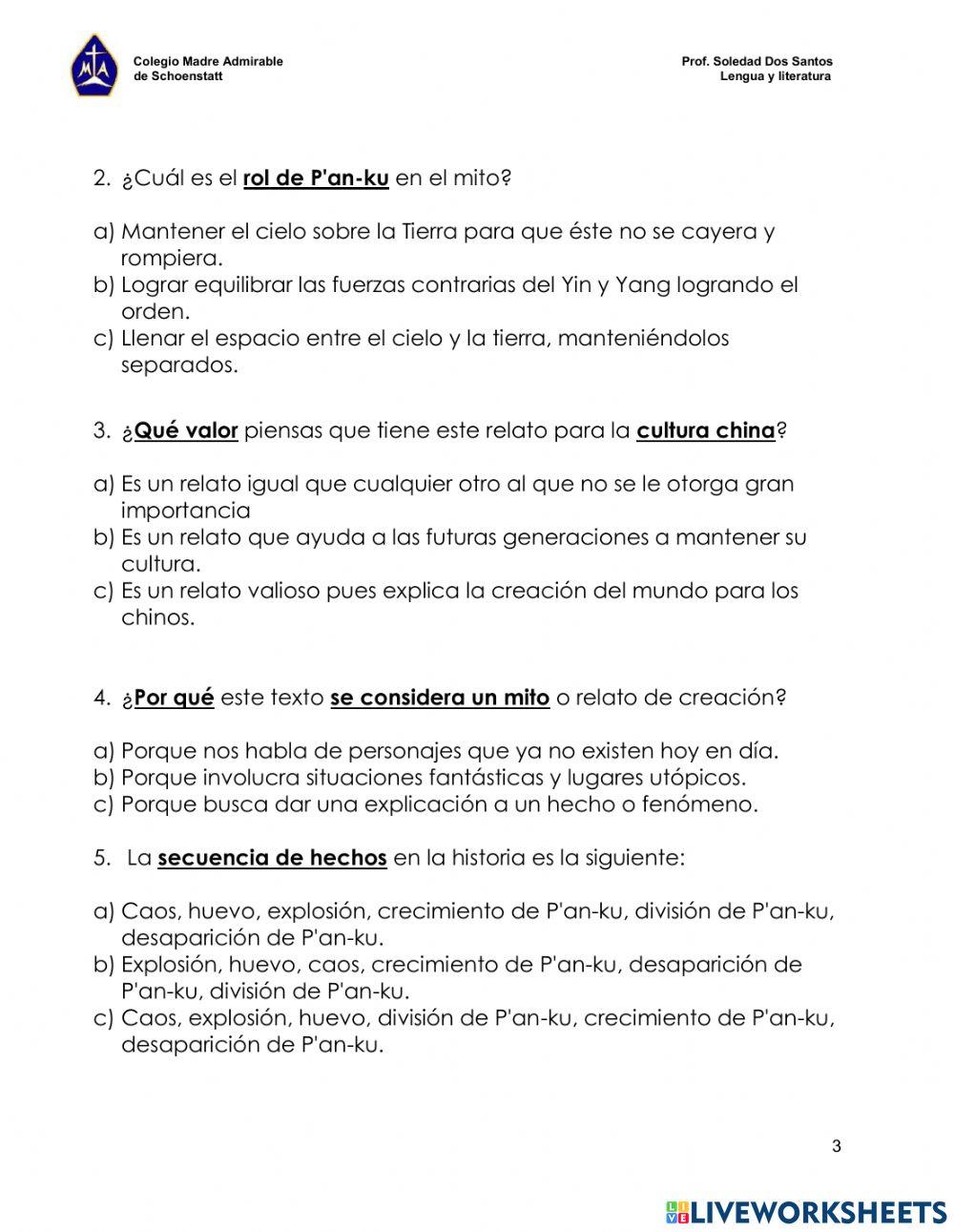Evaluación de Unidad 1 Lengua y Literatura