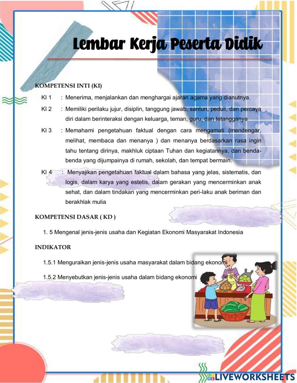 E-lkpd tema jenis usaha dan kegiatan ekonomi