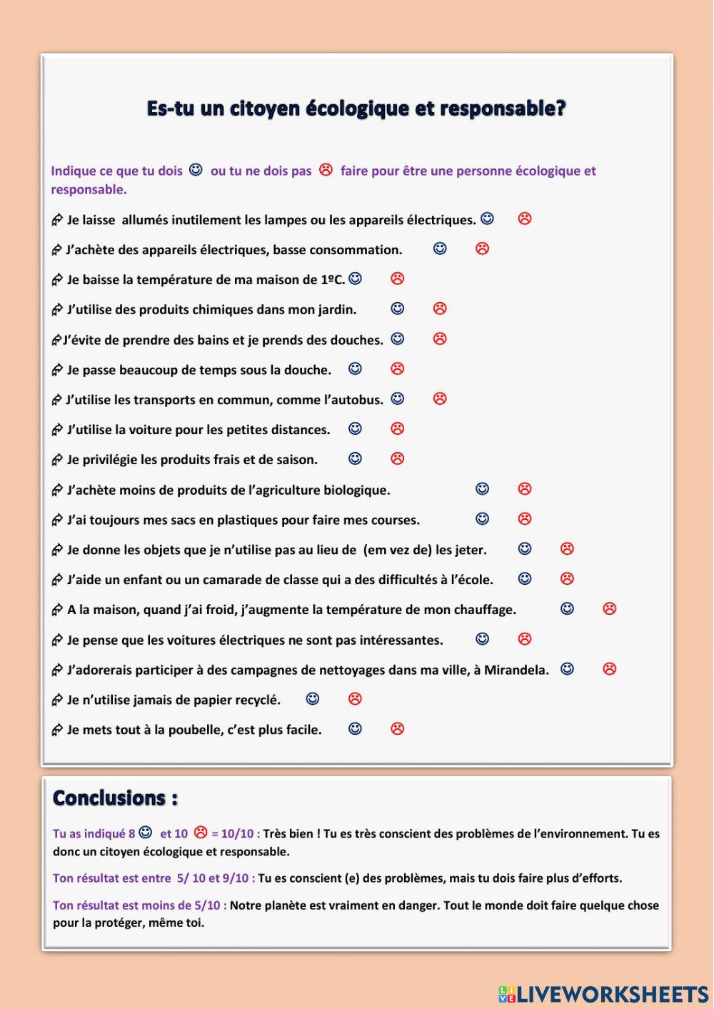 Es-tu un citoyen écologique et responsable?