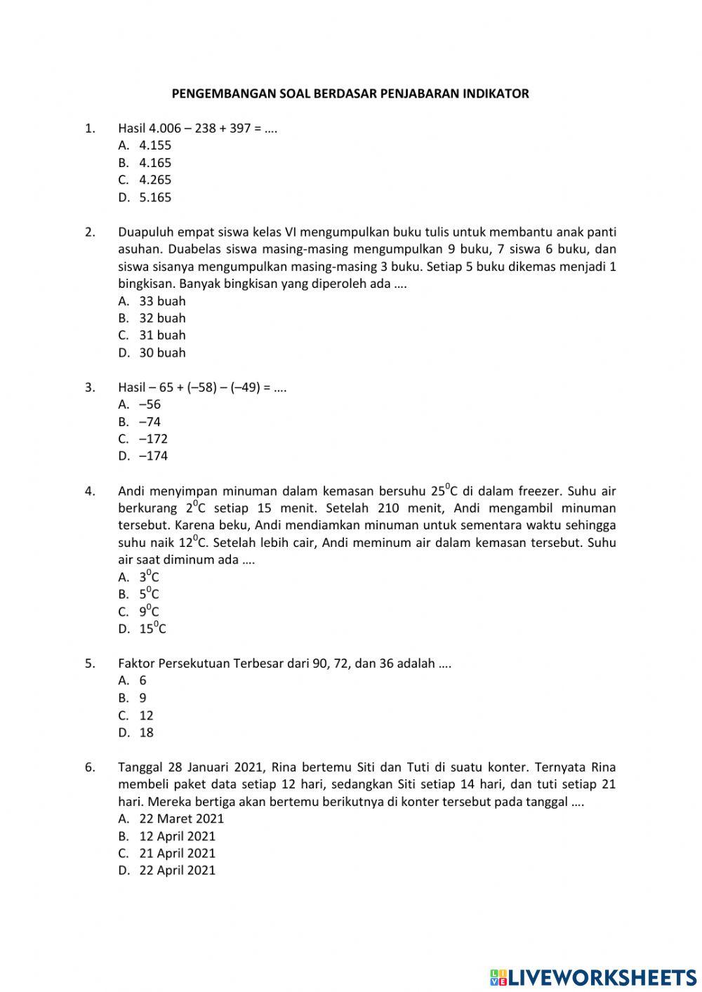 Latihan ASPD Matematika