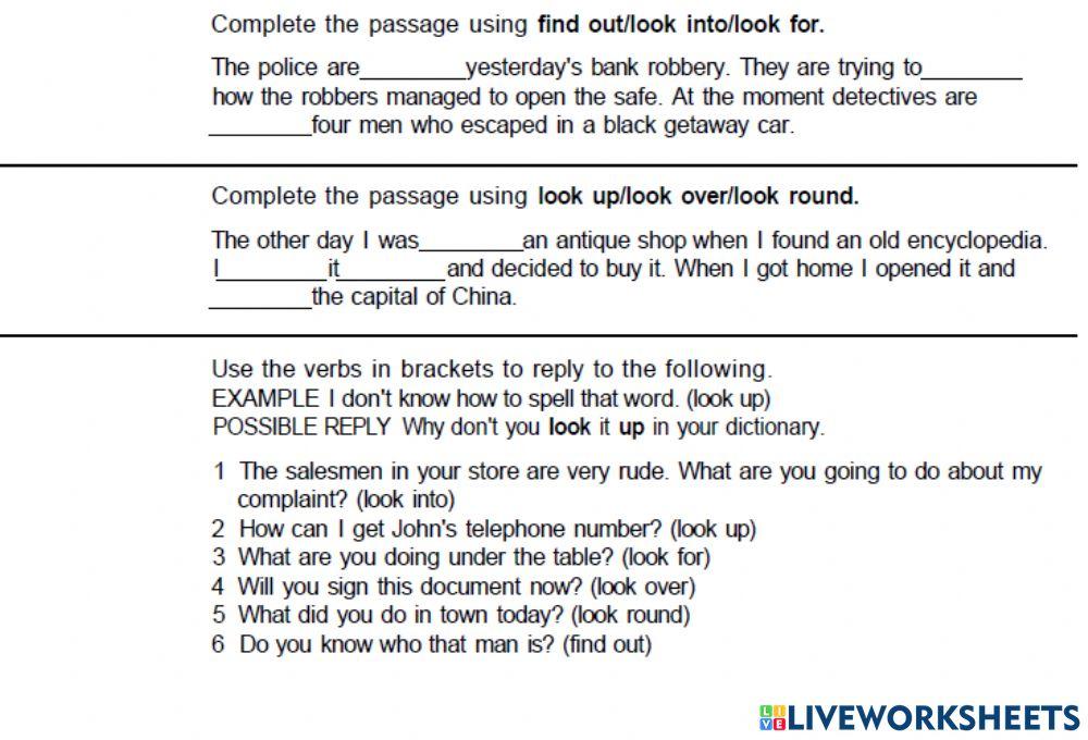 Phrasal verbs unit 1 - B