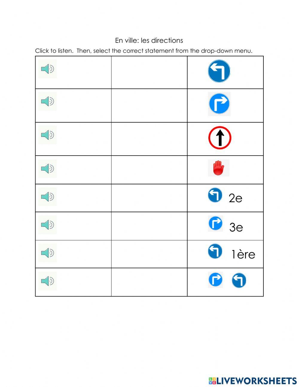 Les directions: écoute Les directions: écoute