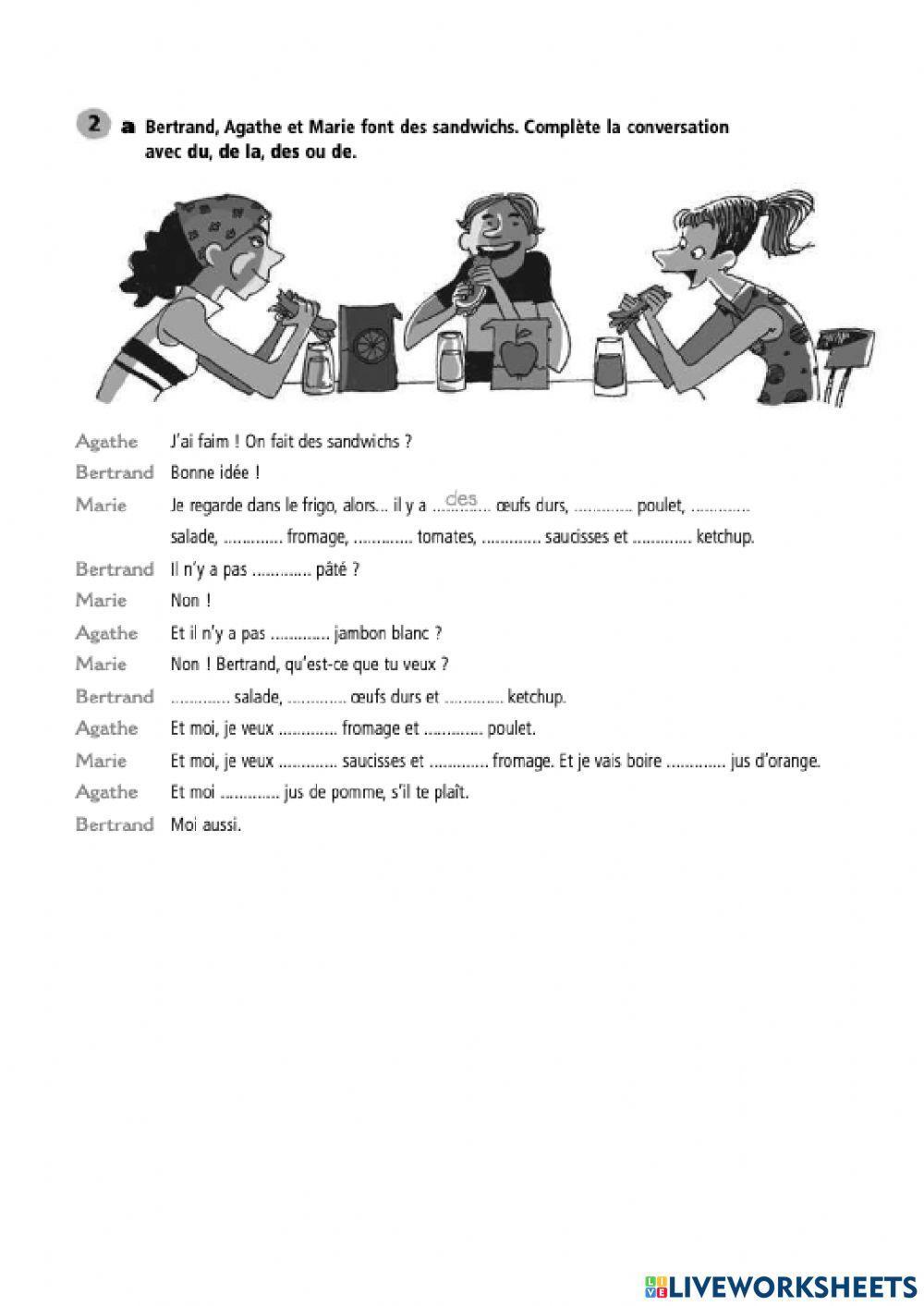 Exercices les partitifs