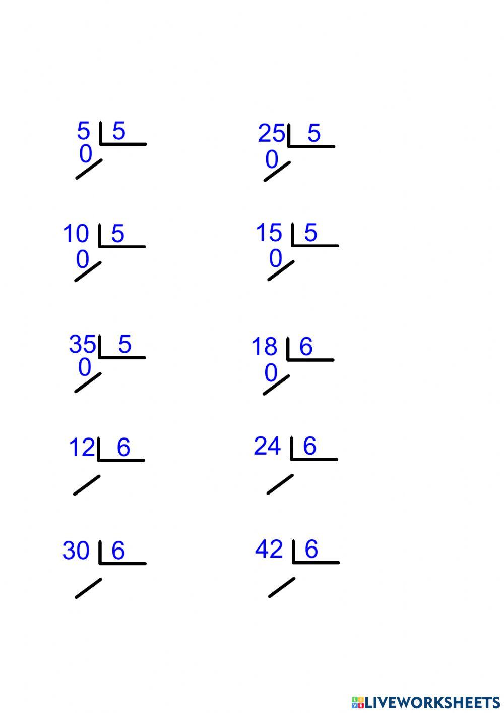 Divisions exactes 5 i 6