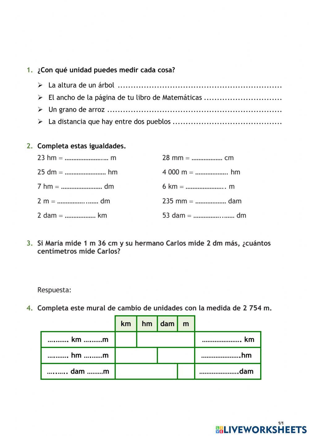 Contenidos básicos medidas de longitud