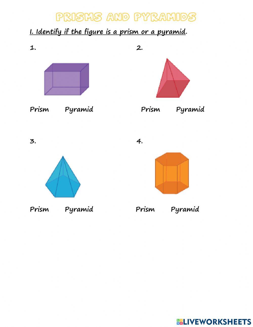 Prisms Pyramids online exercise for Live Worksheets