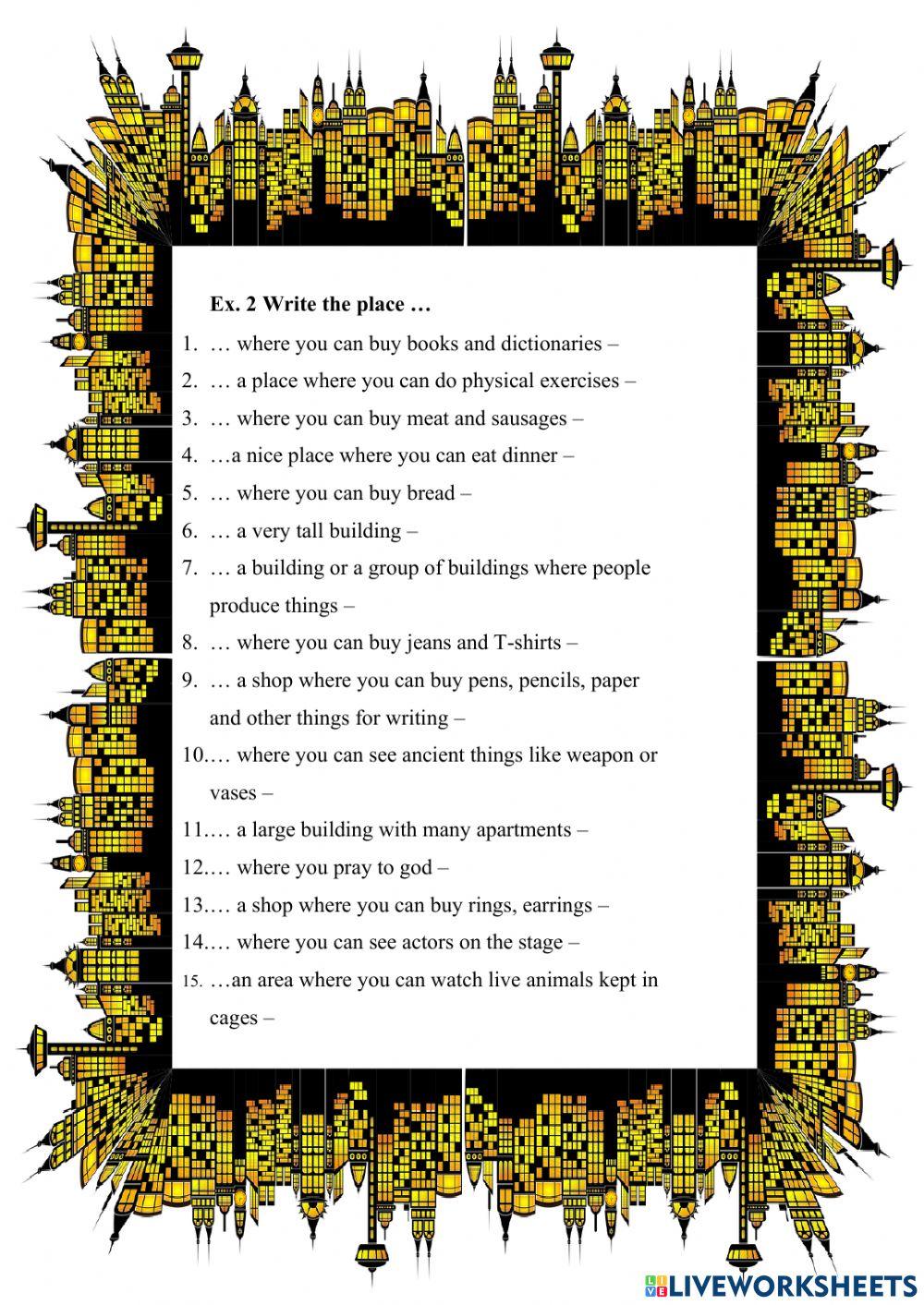 Places in a town-city