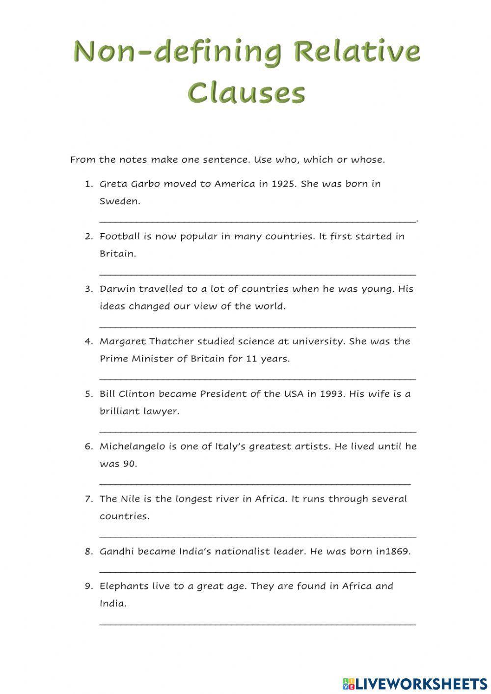 Nondefining relative sentences Nondefining relative sentences