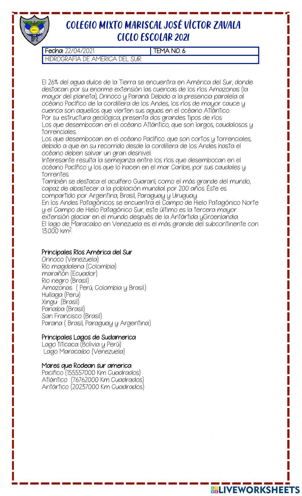 Hidrografía de américa del sur