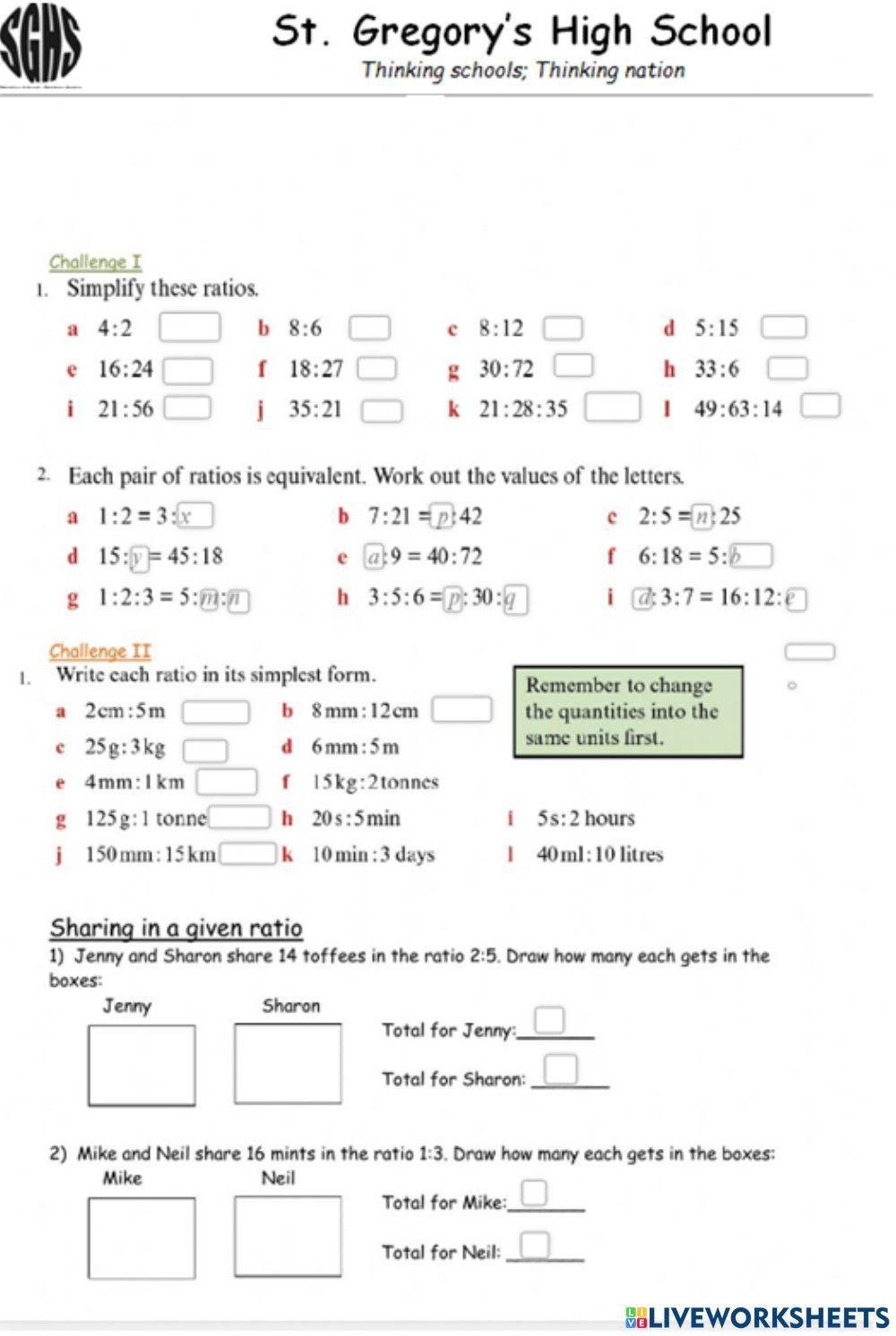 Ratio and proportion