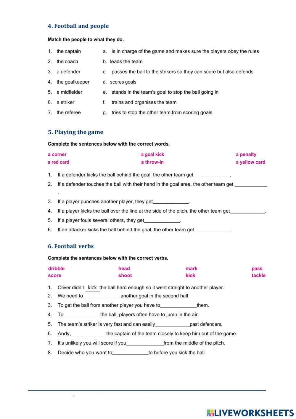 Football - vocabulary 1