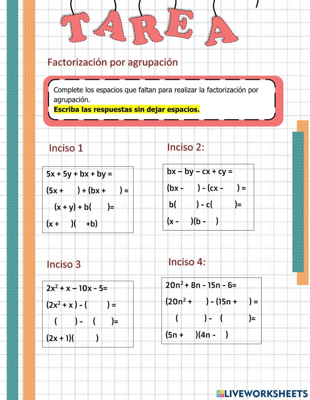 Factorización por agrupación