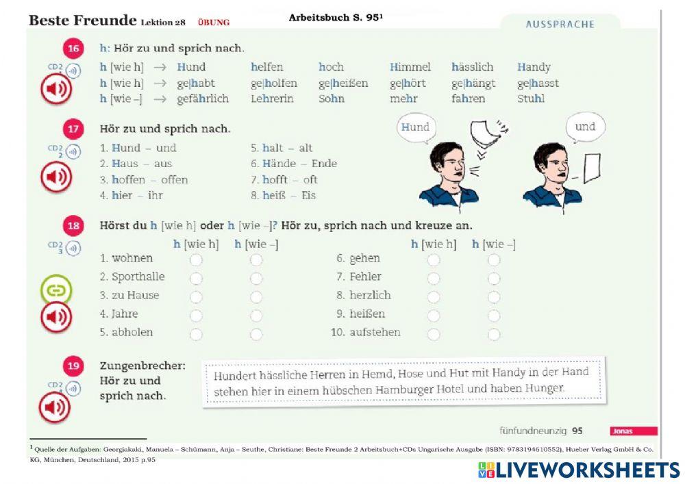 Lektion 28 Aussprachübung
