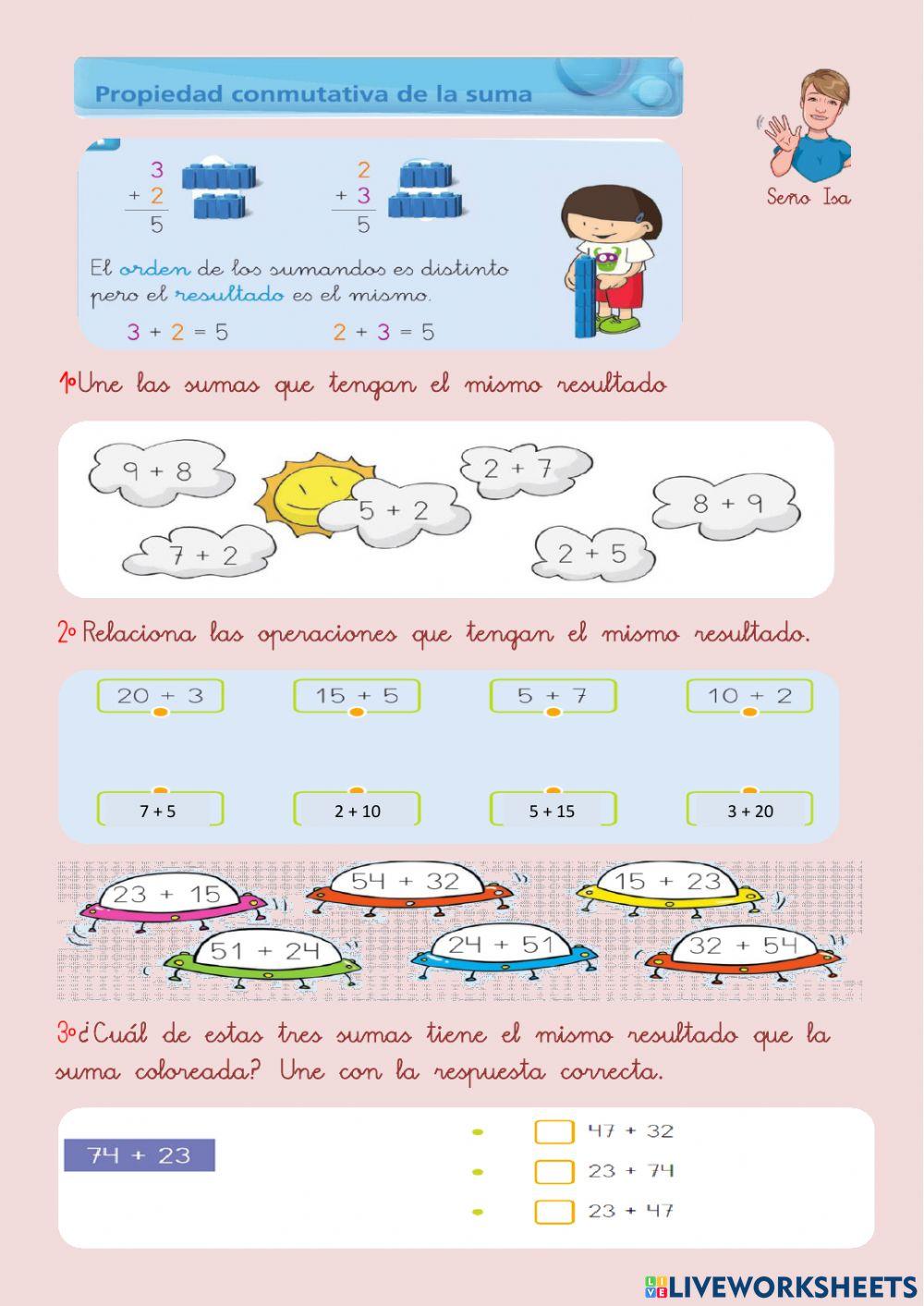 Propiedad conmutativa de la suma