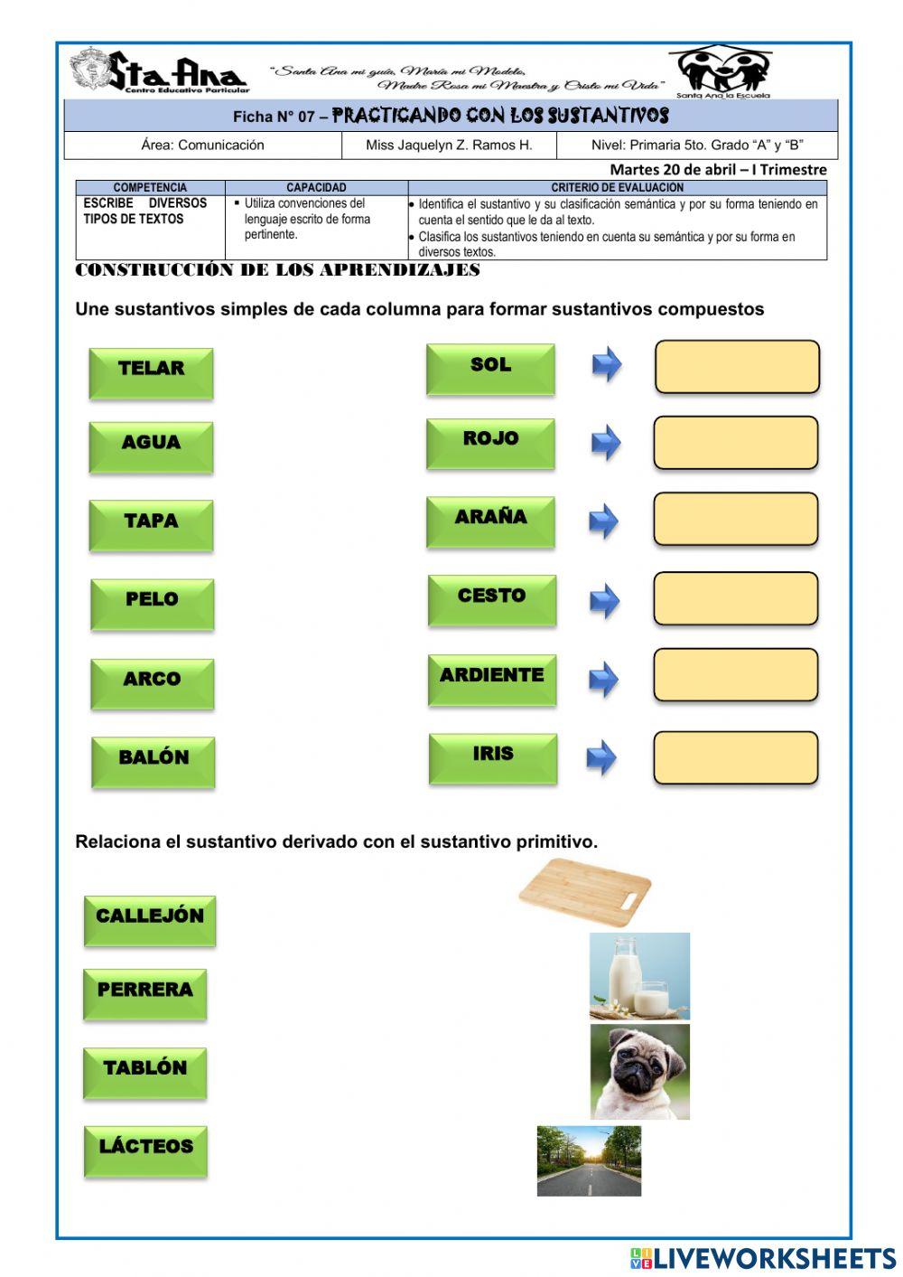Sustantivos por su forma