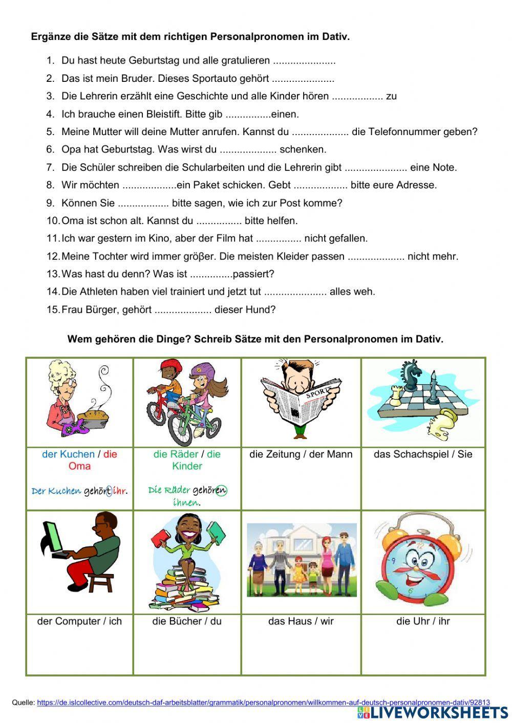 Personalpronomen im Dativ