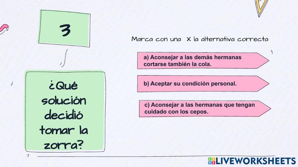 Comprensión explicita: fábula