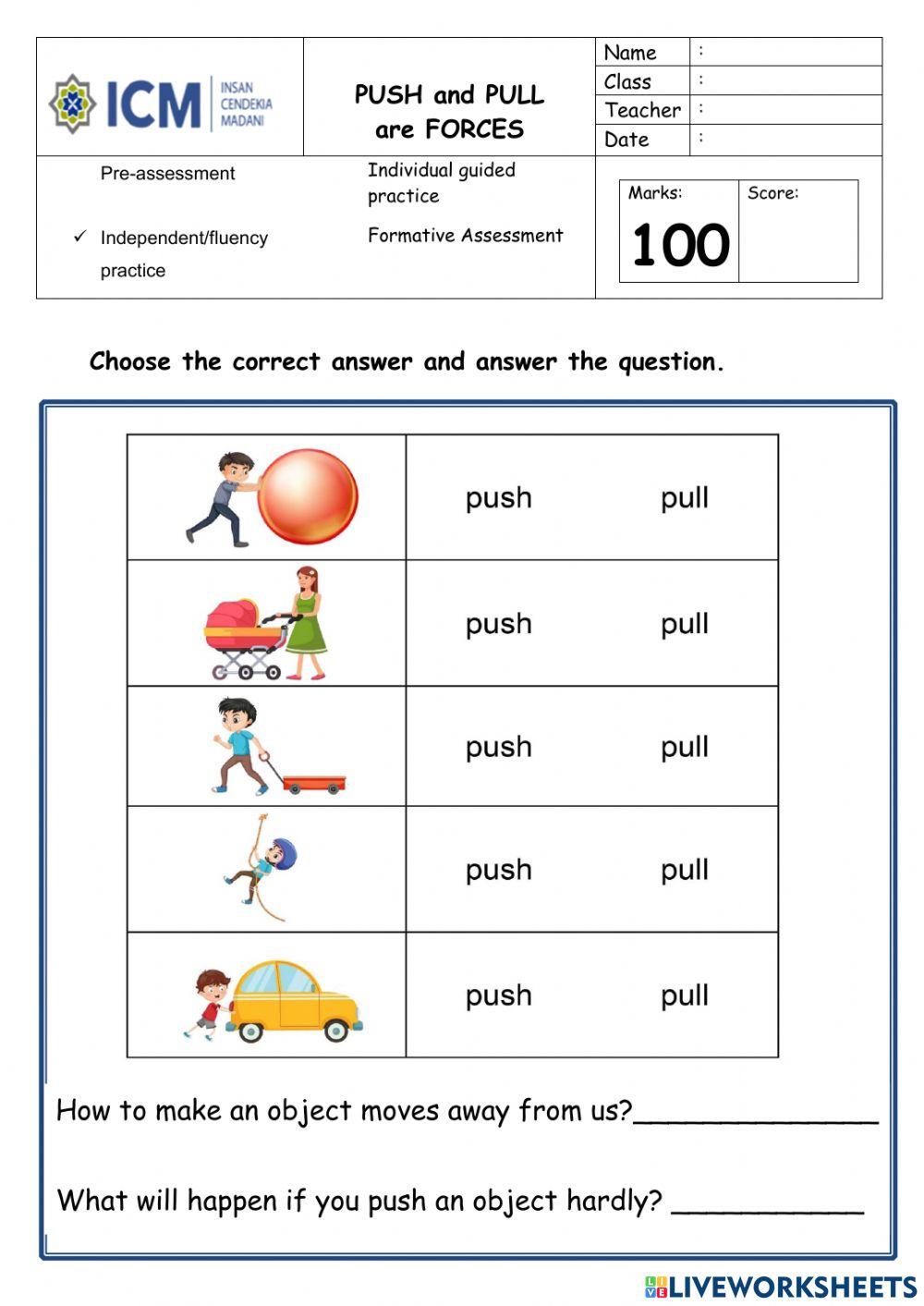 Push or pull? worksheet Live Worksheets