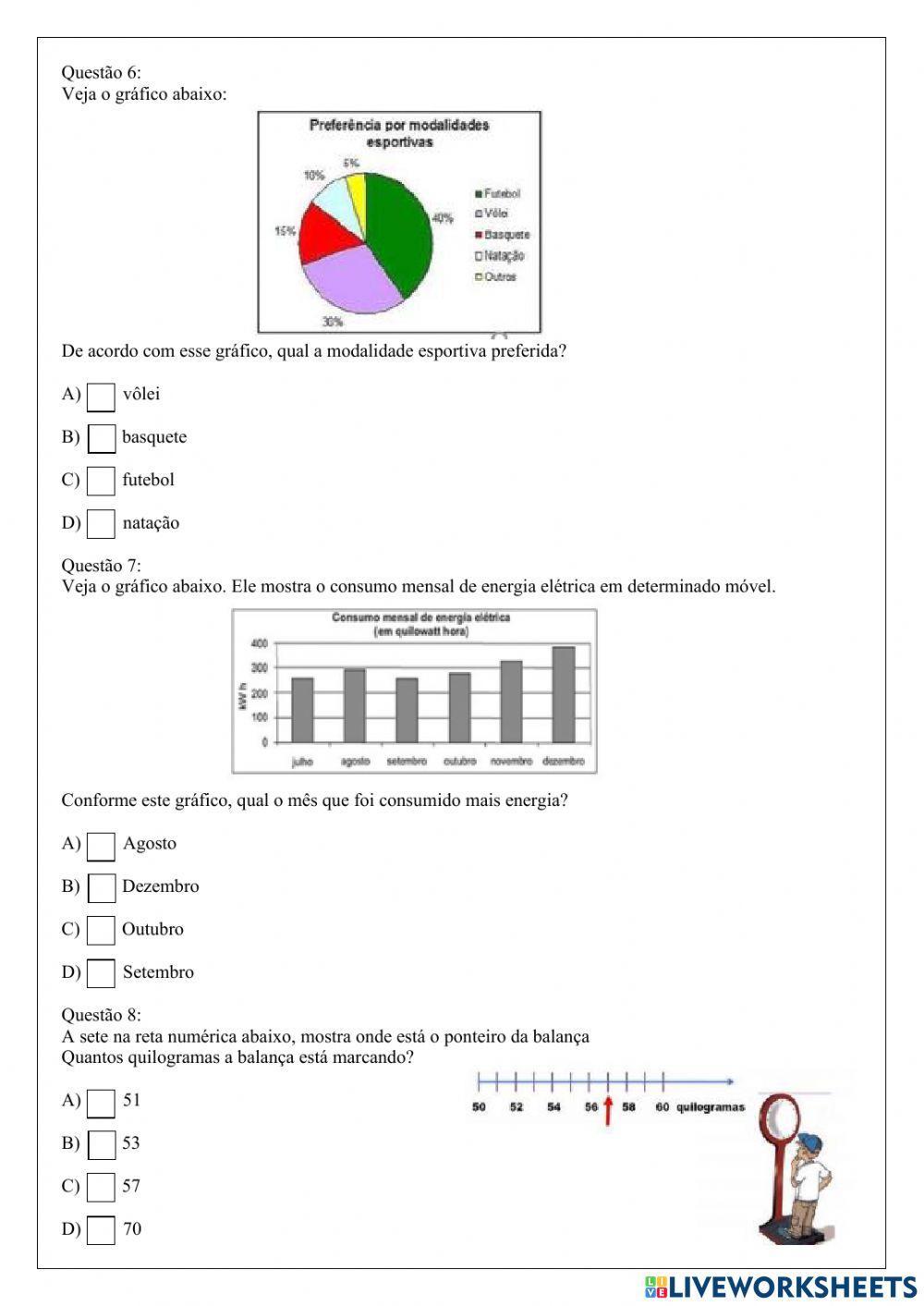 Avaliação de Matemática
