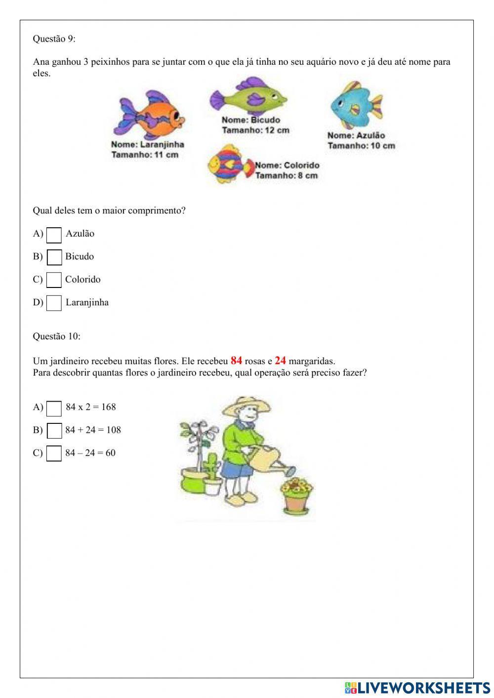 Avaliação de Matemática