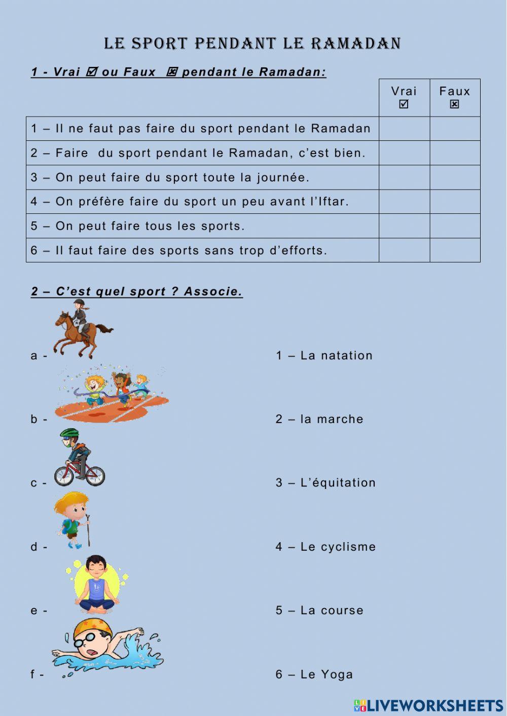 Le sport pendant le Ramadan