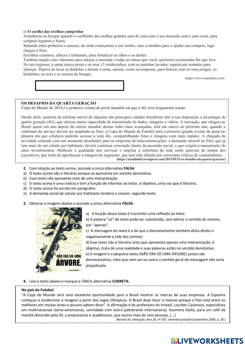 Texto literário e não literário