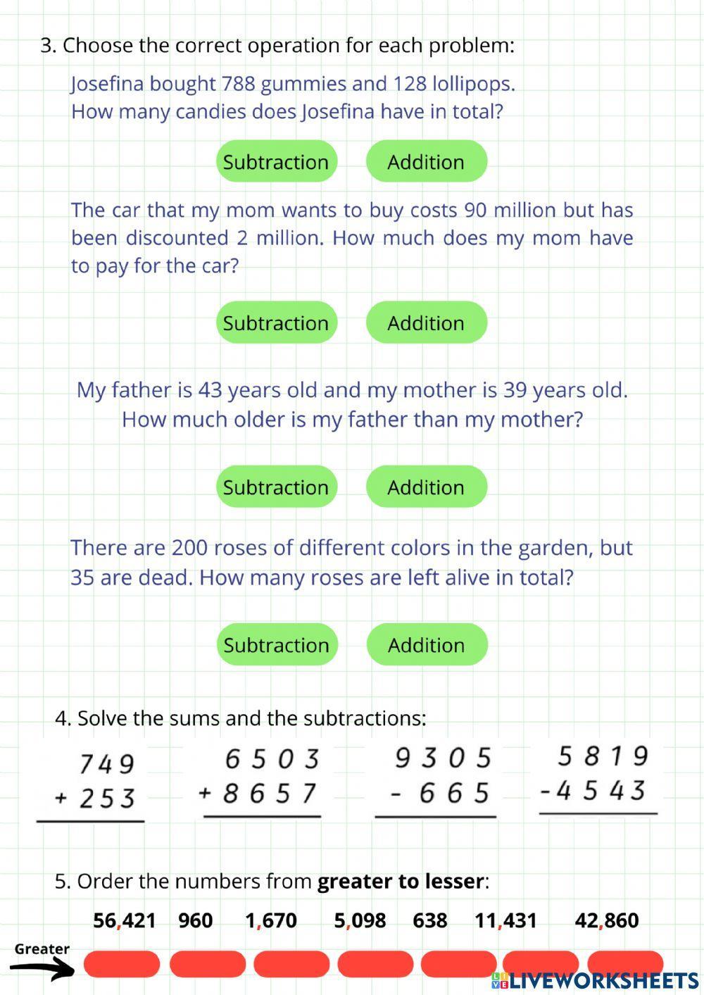 Addition and Subtraction