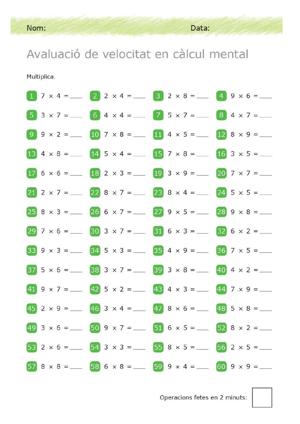 2 minuts multiplicacions
