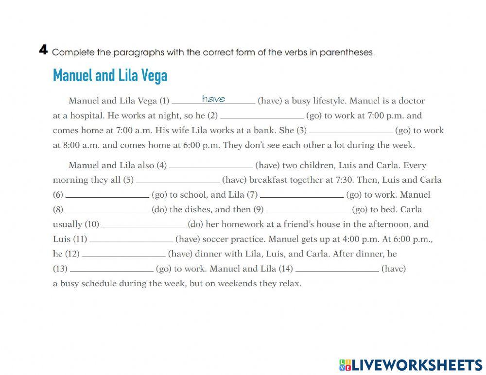 Present Simple Exercise | Live Worksheets
