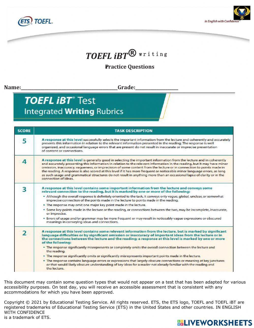 TOEFL iBT® Test Writing Practice Sets