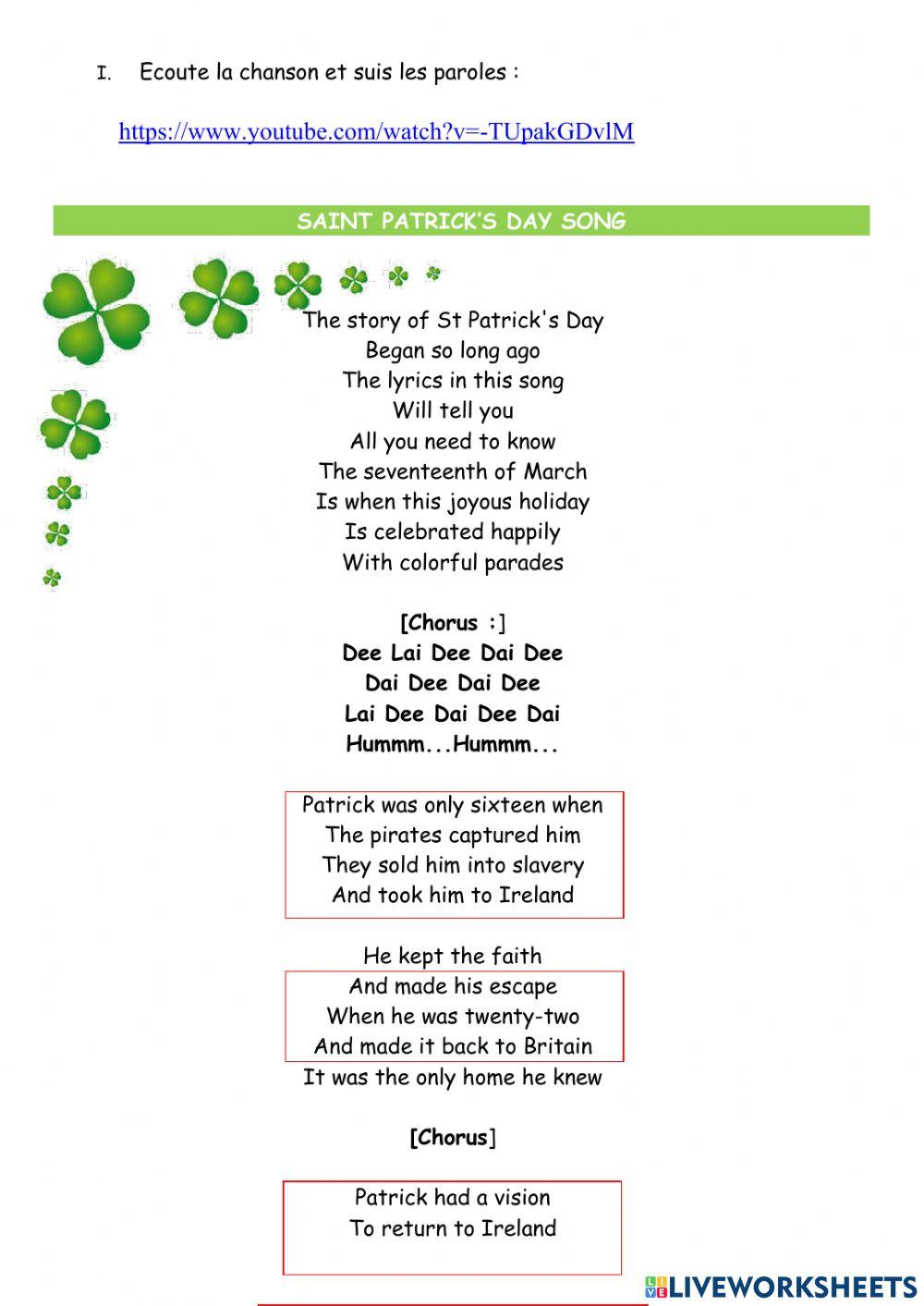 CE Saint Patrick's Day song