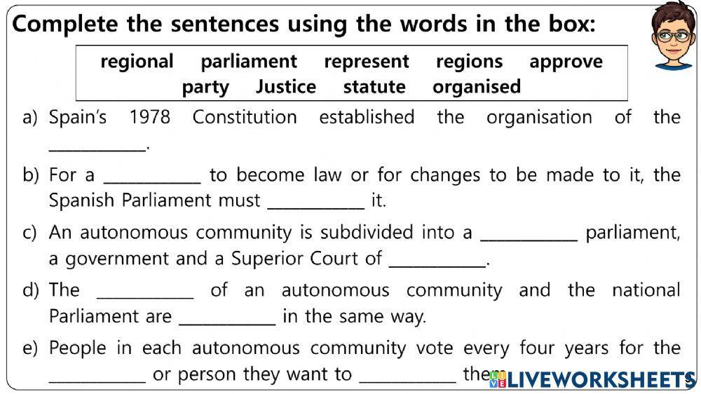 Spain's Politics Worksheets 8-10