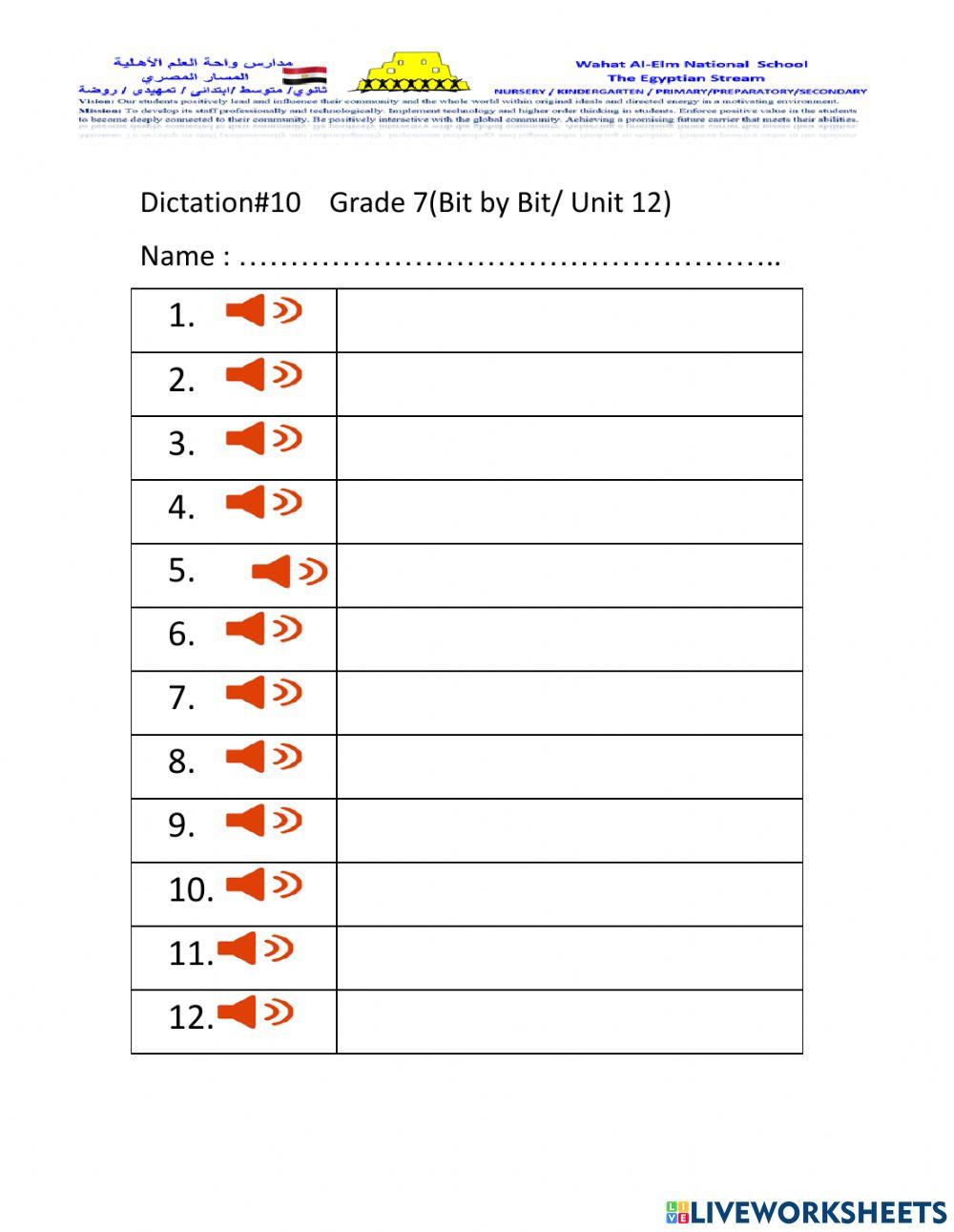 Unit 12 Bit by Bit dictation