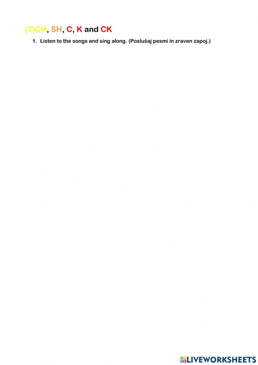 (t)ch, sh, c, k and ck