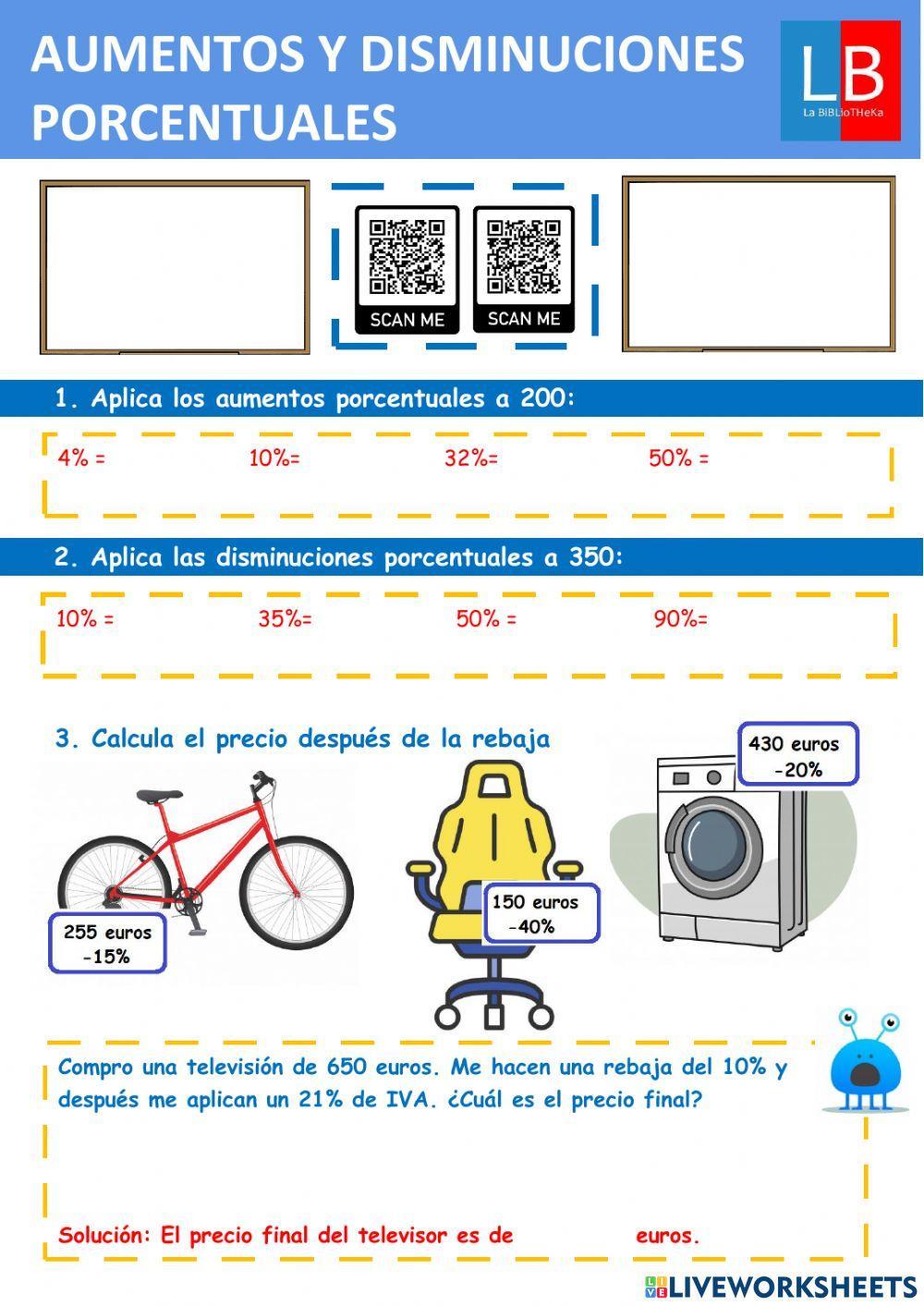 Aumento y disminución porcentual