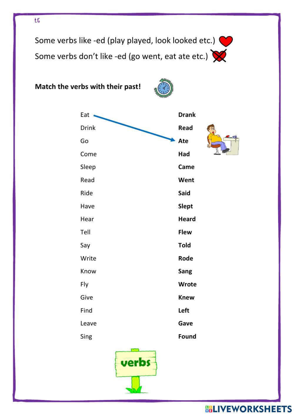 Verbs with ed and irregular