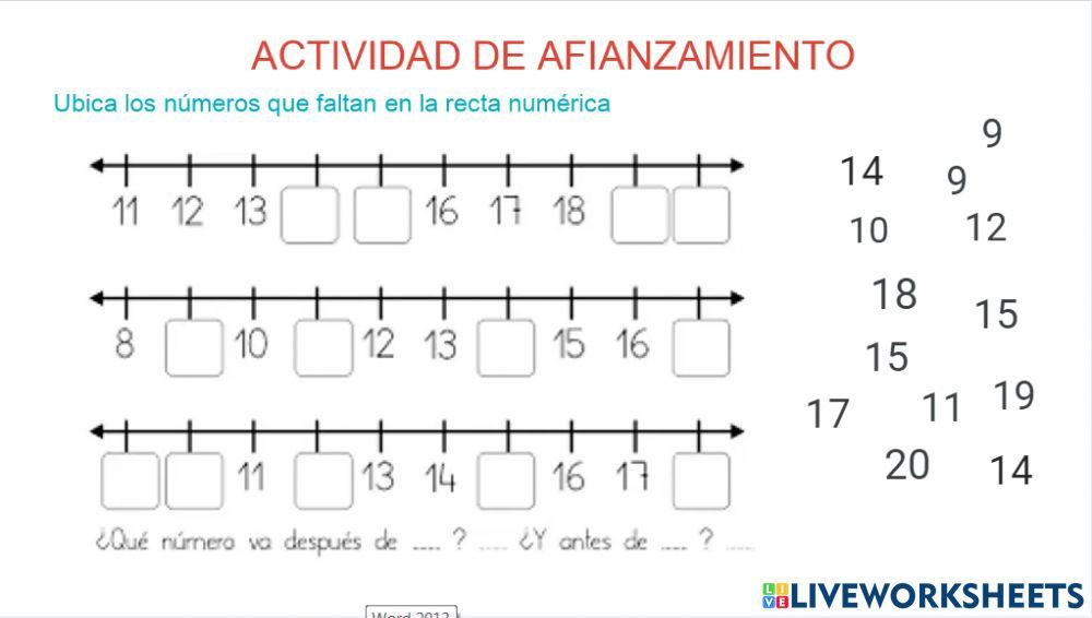 Ubicación de números naturales en la semirrecta