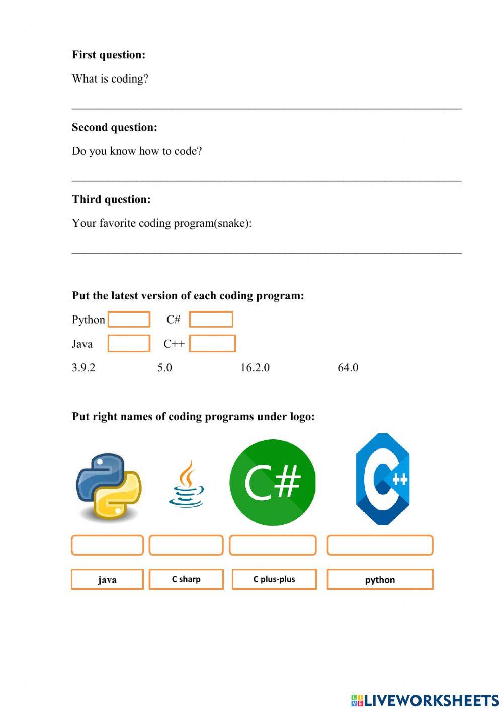 Computer science online activity | Live Worksheets