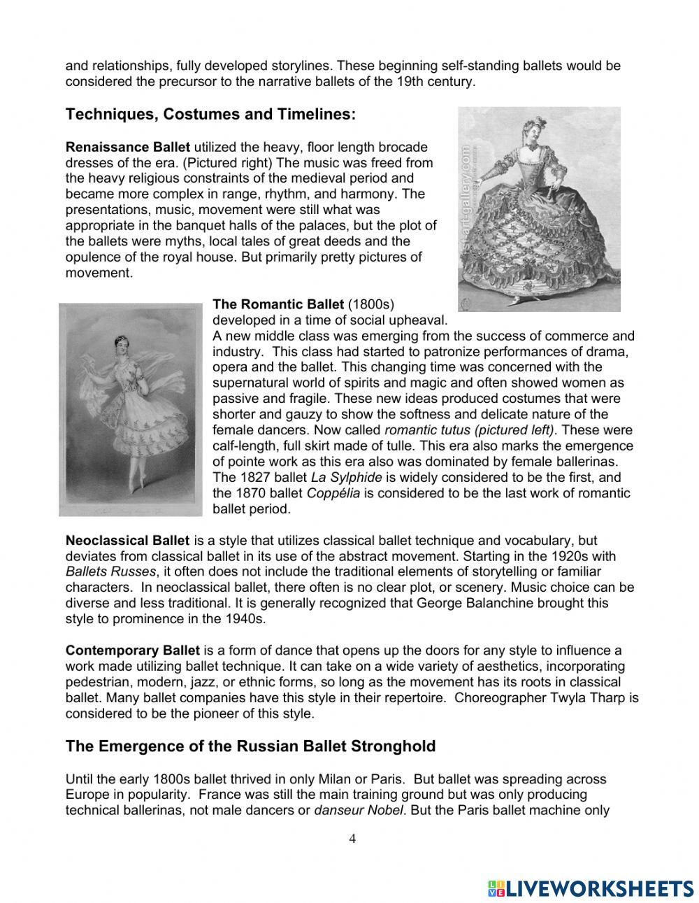 History of Ballet online exercise for | Live Worksheets