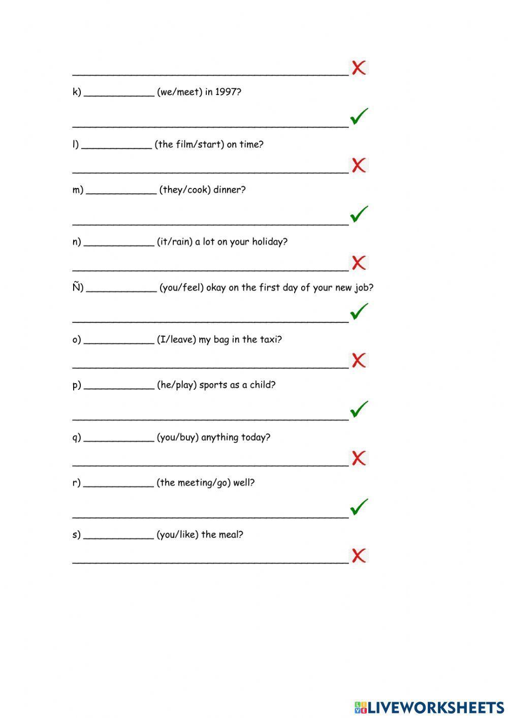 Yes or No questions in the past simple tense