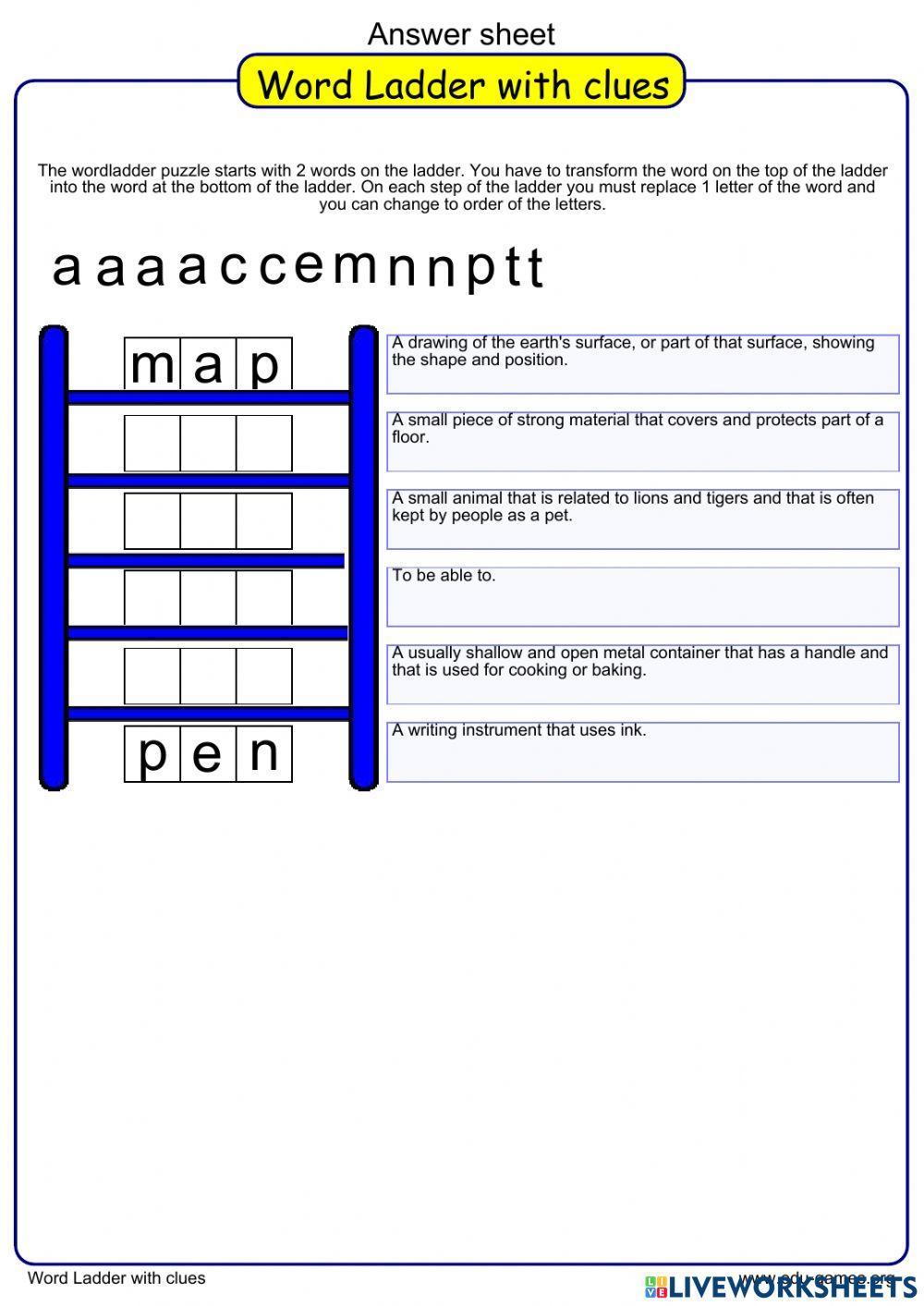 Word Ladder: map to pen