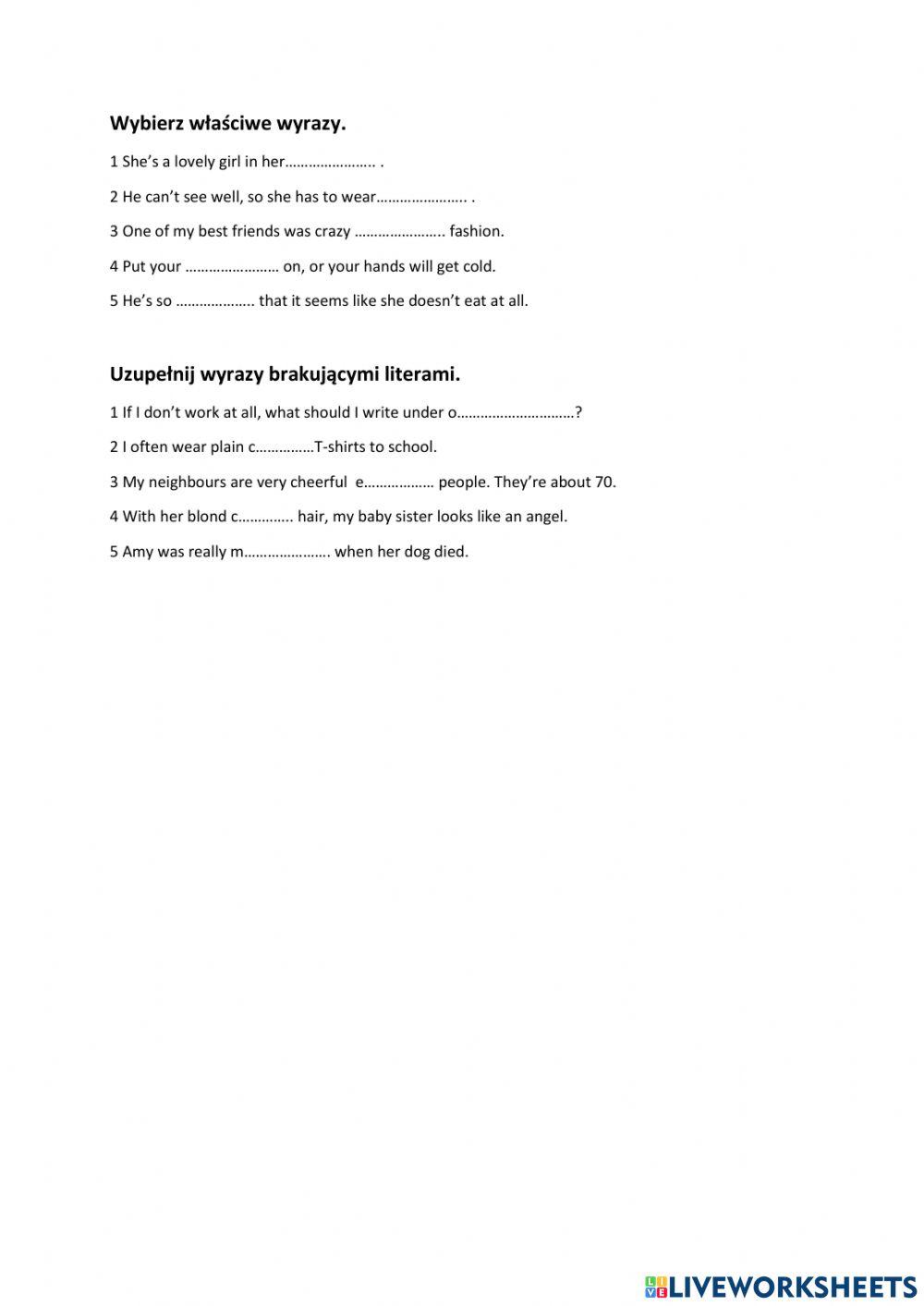 Słownictwo Człowiek