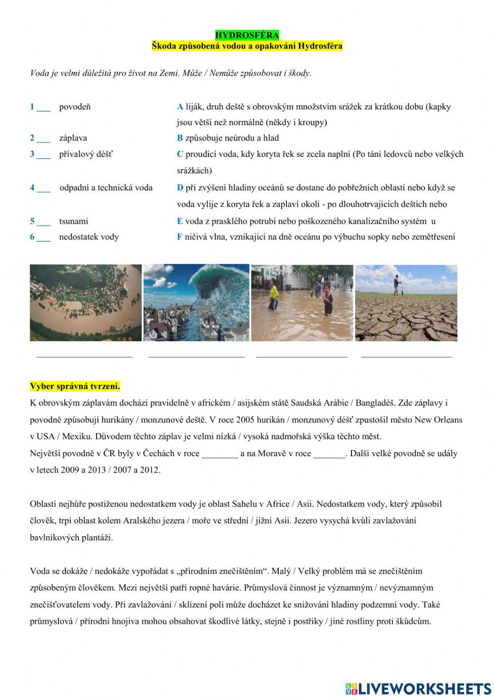 Z6 hydrosféra - škody a opakování Z6 hydrosféra - škody a opakování